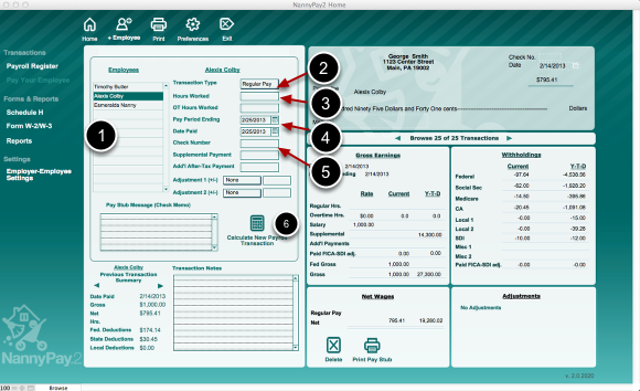 To calculate a payroll transaction: