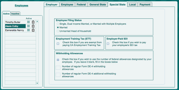 State Specific Options