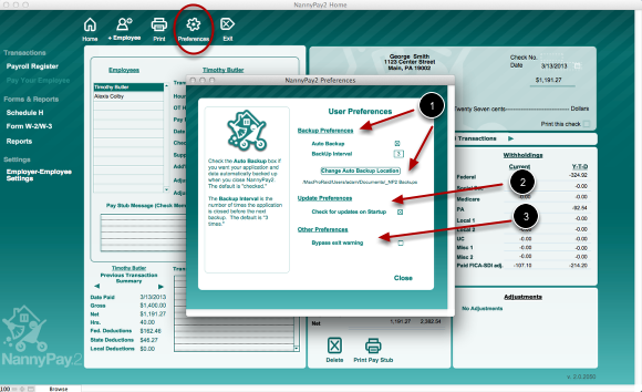 NannyPay2 User Preferences